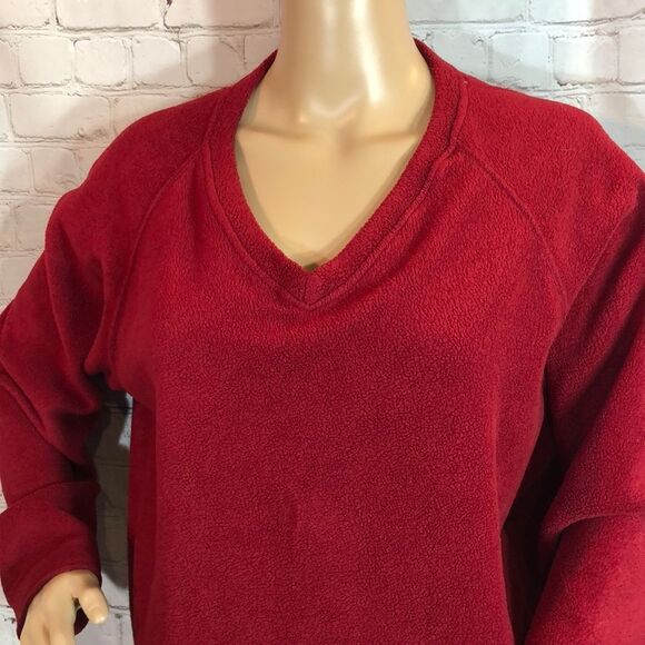 Catalina Red Fleece Vneck Oversized Sweatshirt Soft & Warm Size Large - Picture 2 of 9